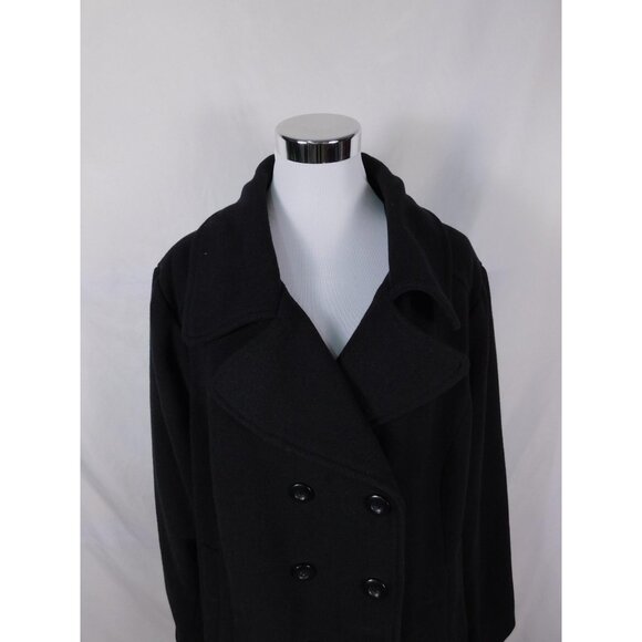Valerie Stevens Black Double-Breasted Peacoat 3X - Plus Size Winter - Excellent - Picture 2 of 12